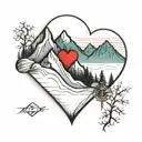 mountain and heartbeat  tattoo design idea