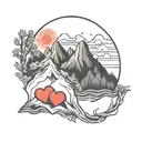 mountain and heartbeat  tattoo design idea