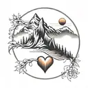 mountain and heartbeat  tattoo design idea