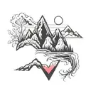 mountain and heartbeat  tattoo design idea