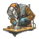 welder working on a metal tattoo design idea