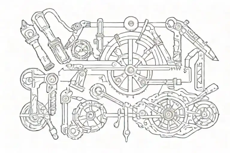 tools and symbols tattoo design idea