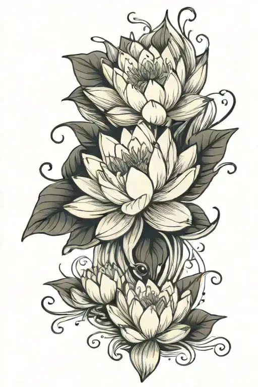 water lily blowing in the wind  tattoo design idea