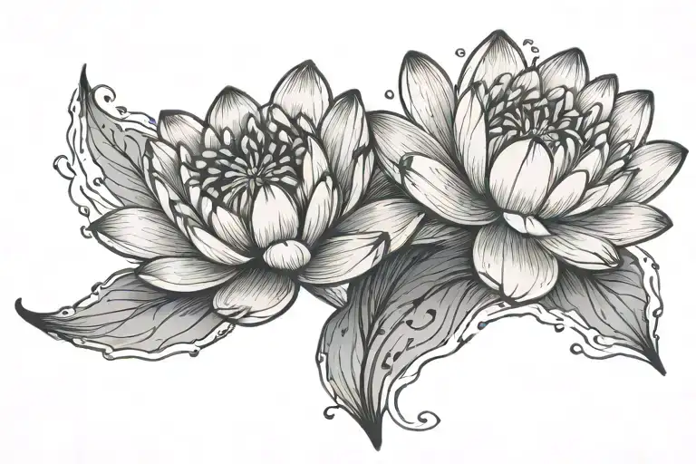 tiny water lily petals blowing in the wind  tattoo design idea