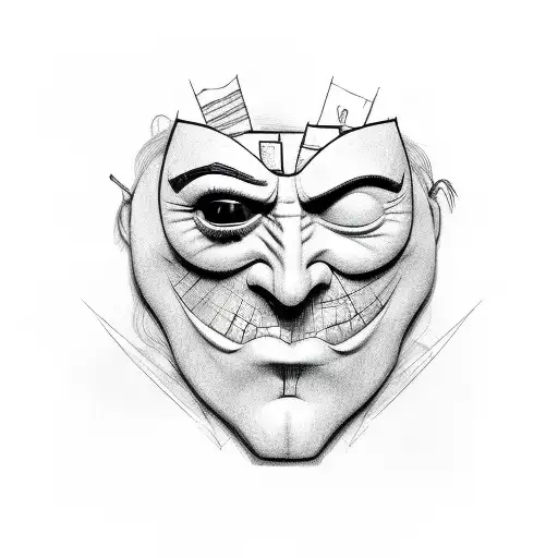 two face theater masks tattoo design idea