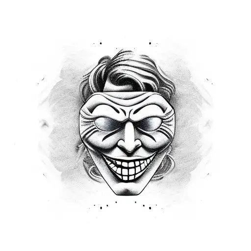 two face theater masks tattoo design idea
