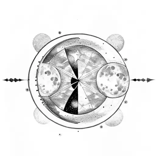 moon phases with constellation behind it Sagittarius  tattoo design idea