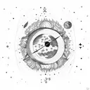 moon phases with Sagittarius constellation behind and Naomi name  tattoo design idea