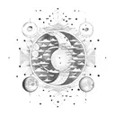 moon phases with constellation behind it Sagittarius  tattoo design idea