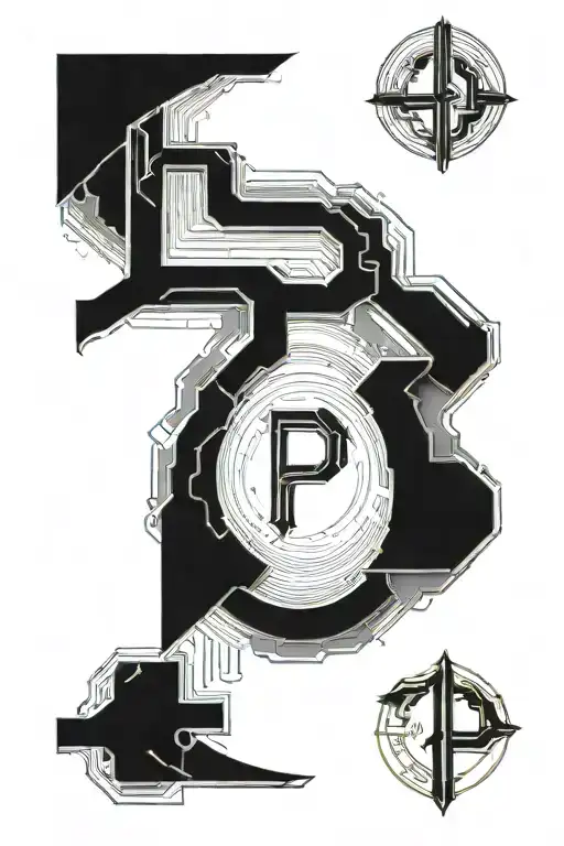 letter P and Roman numeral 3 tattoo design idea