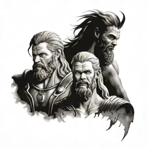 zeus and thor and davut tattoo design idea
