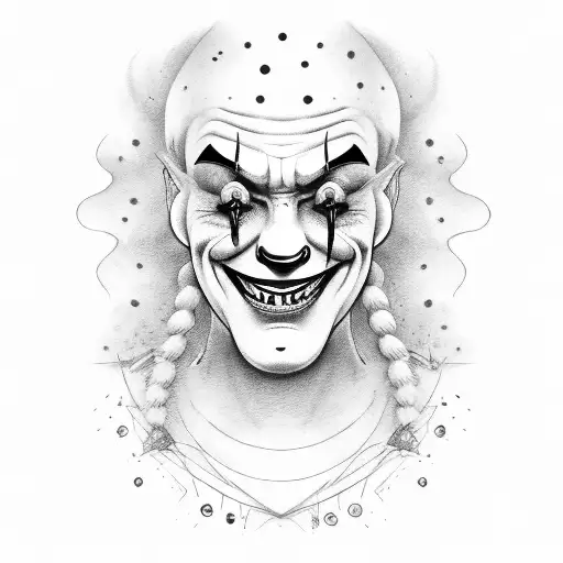 clown face smiling evil tattoo design idea