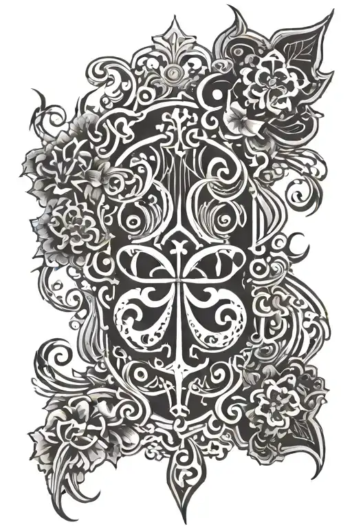 dead mans hand, tribal sleeve, clover filled space  tattoo design idea