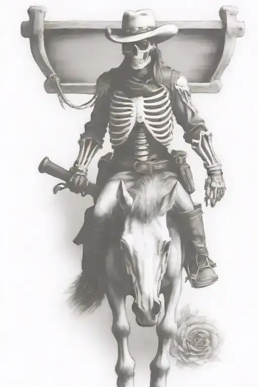 skeleton cowboy, skeleton horse tattoo design idea