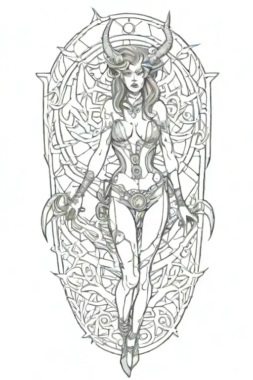 succubus, full body, seductive  tattoo design idea