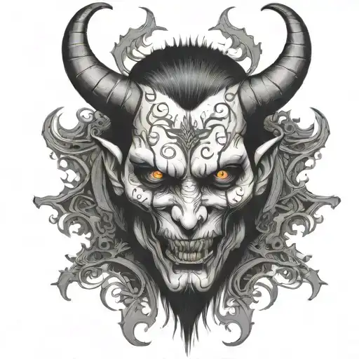demon face, scary, disgusting scary evil tattoo design idea