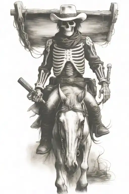 skeleton cowboy, skeleton horse tattoo design idea