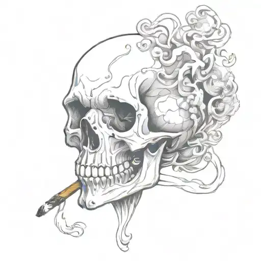 smoking skull tattoo design idea