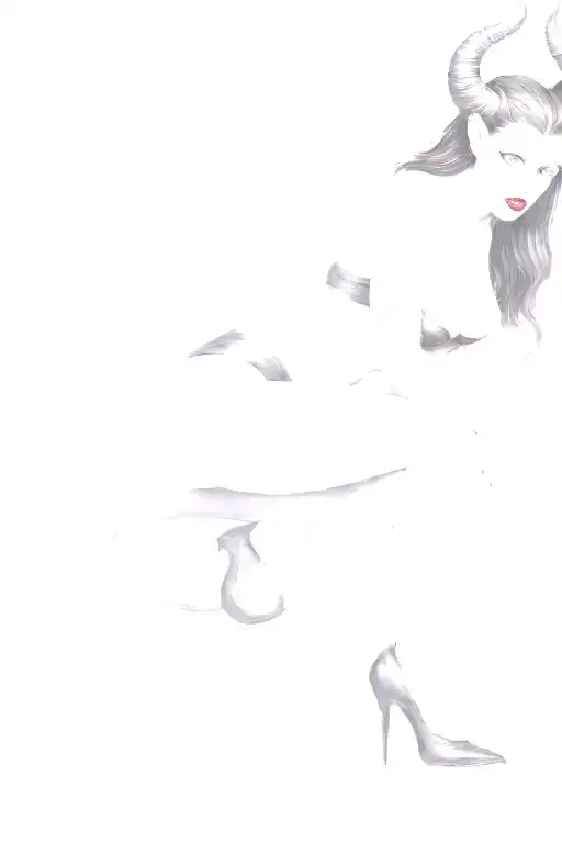 succubus, seductive, full body, attractive woman, sexual position tattoo design idea