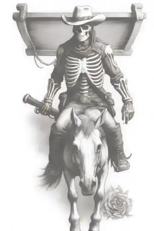 skeleton cowboy, skeleton horse tattoo design idea