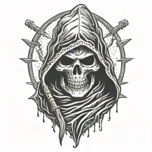 Grim reaper, hooded tattoo design idea