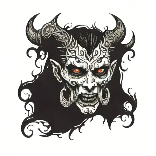 demon face, scary, disgusting scary evil tattoo design idea