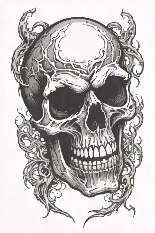 angry skull tattoo design idea