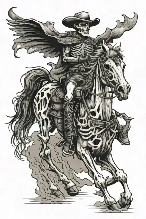 skeleton cowboy on a skeleton horse tattoo design idea