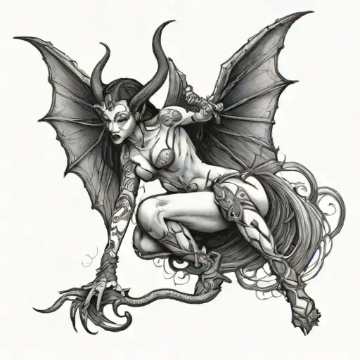 succubus, full body tattoo design idea