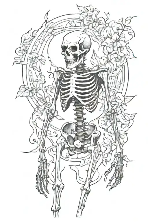 burning skeleton, full body tattoo design idea