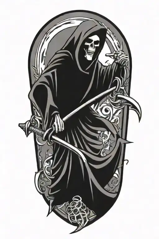 Grim reaper, large scythe tattoo design idea