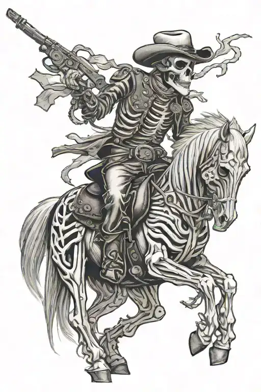 skeleton cowboy on a skeleton horse tattoo design idea