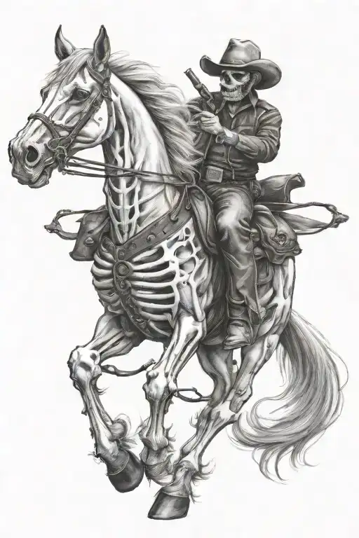 skeleton cowboy, skeleton horse tattoo design idea