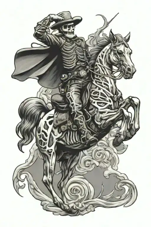 skeleton cowboy on a skeleton horse tattoo design idea
