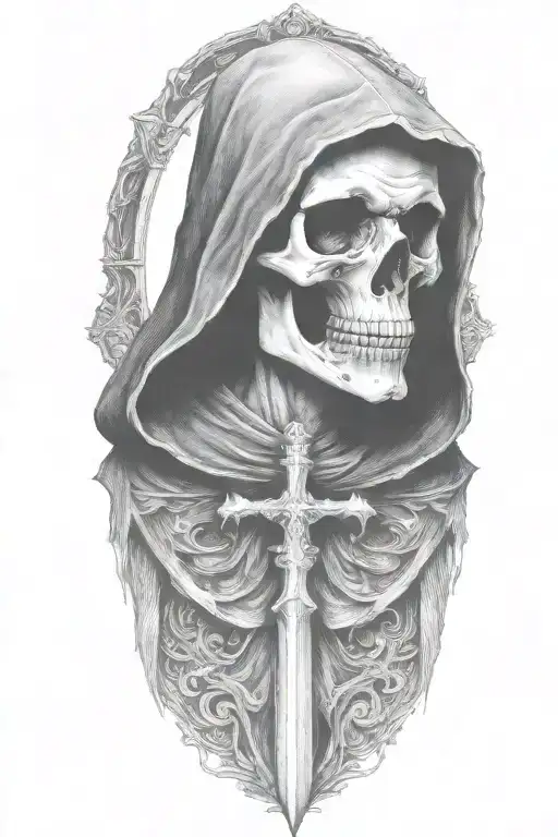 hooded Reaper, darkness, tattoo design idea