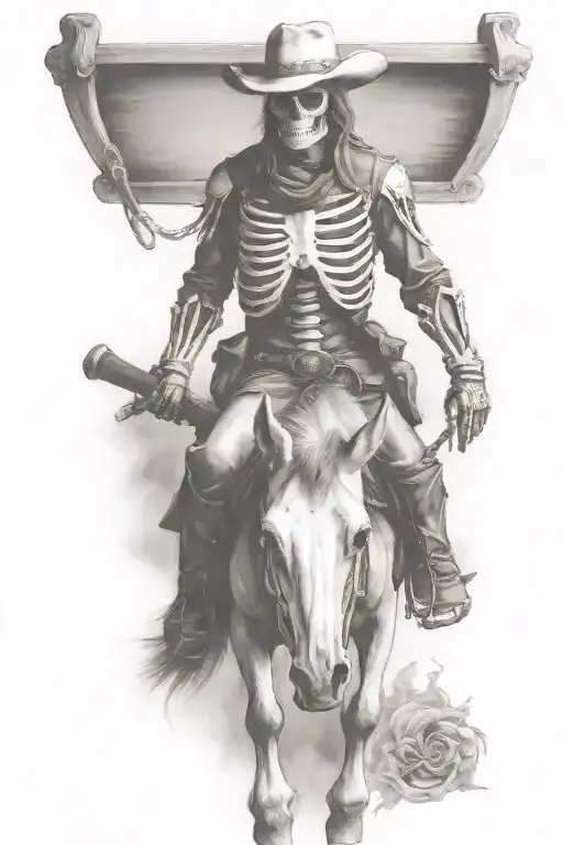 skeleton cowboy, skeleton horse tattoo design idea