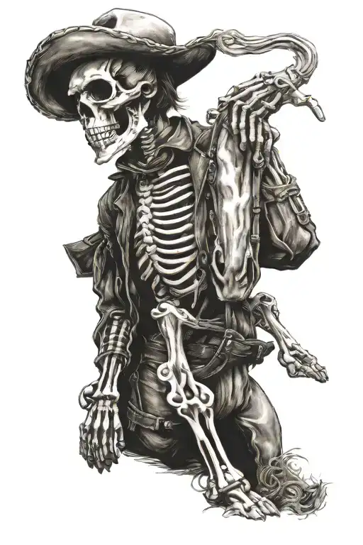 skeleton cowboy, skeleton horse tattoo design idea