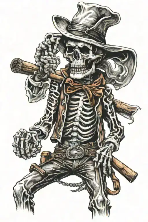 skeleton cowboy, cigar tattoo design idea