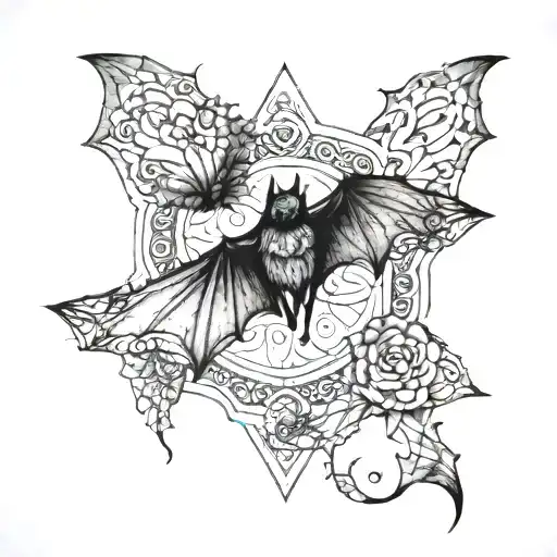 bat mandala tattoo design idea
