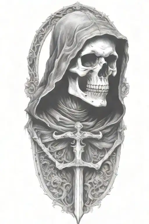 hooded Reaper, darkness, tattoo design idea