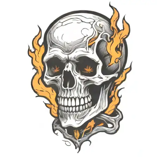 burning skeleton suffering in pain hurt torture scary fire tattoo design idea