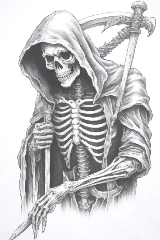 grim reaper, full body tattoo design idea
