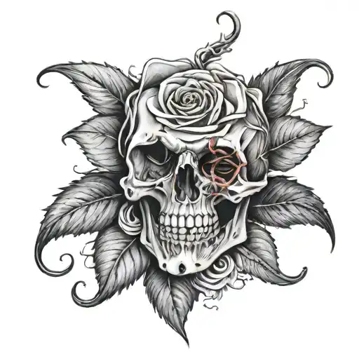 rose inside mouth, skull   tattoo design idea