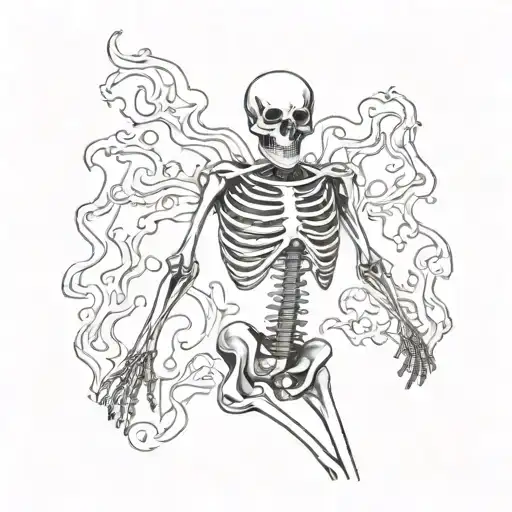 burning skeleton, full body tattoo design idea