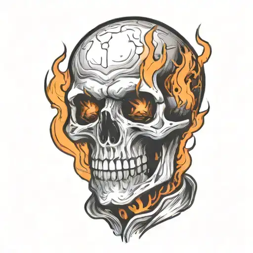 burning skeleton suffering in pain hurt torture scary  tattoo design idea