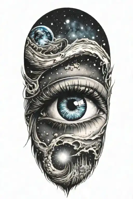 galaxy eye tattoo design idea
