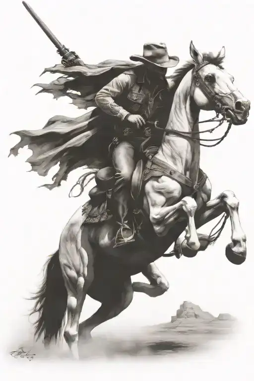 skelton cowboy riding a skeleton horse tattoo design idea