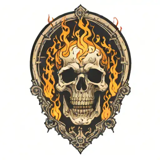 burning skeleton suffering in pain hurt torture scary  tattoo design idea