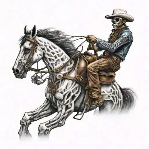skeleton cowboy, skeleton horse  tattoo design idea