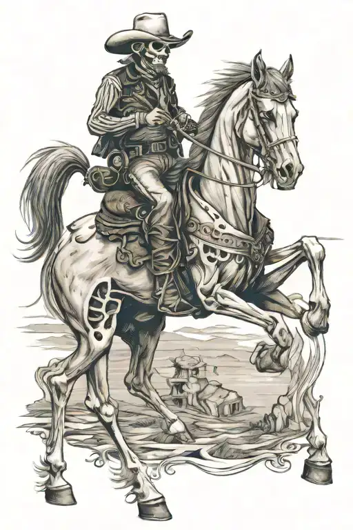skeleton cowboy, skeleton horse  tattoo design idea